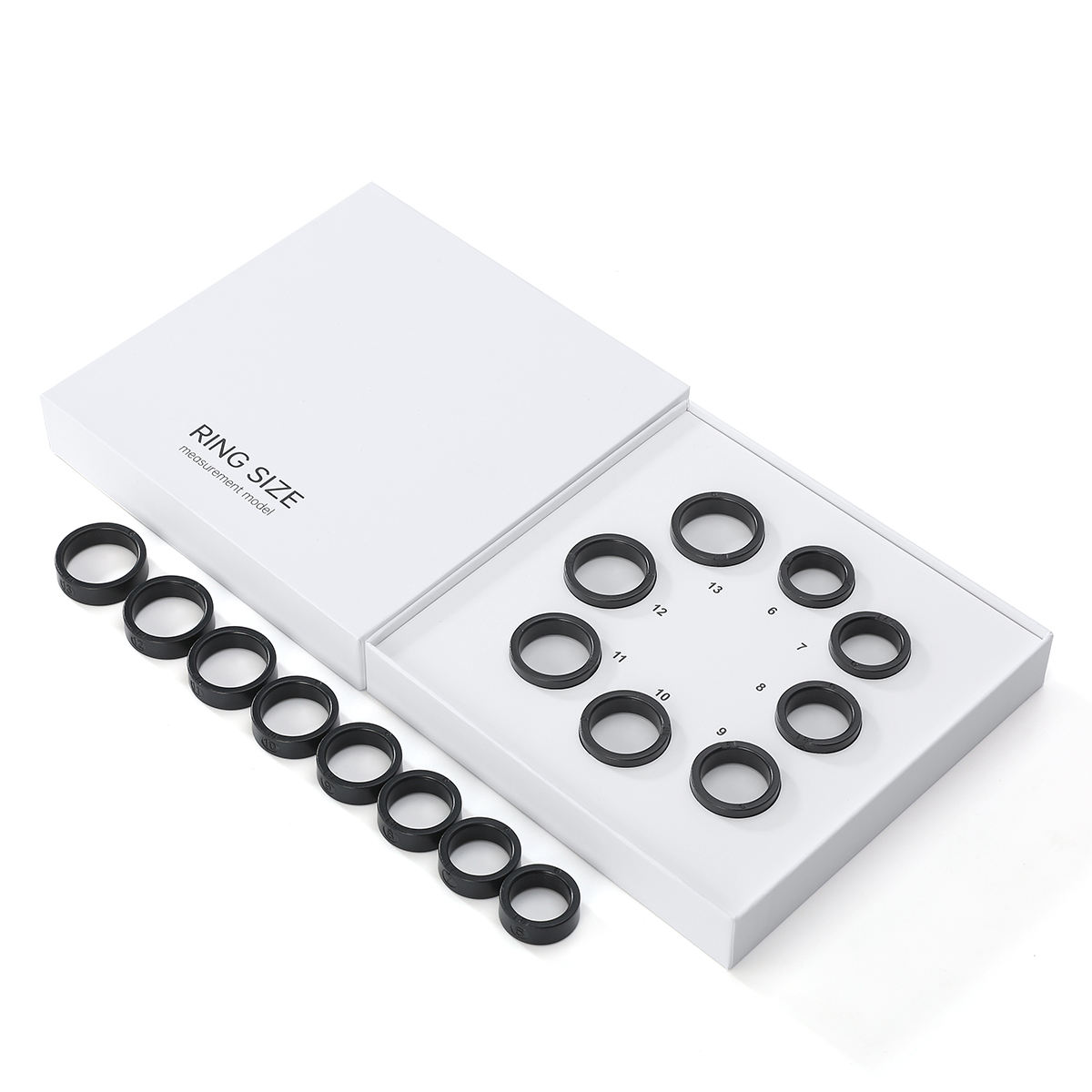 Ring Fit Kit with boxed sample rings from size 6 to 13